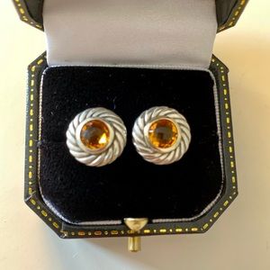 David Yurman Round Citrine Cable Earrings